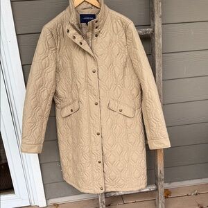 Lands' End Women's Beige Quilted Coat